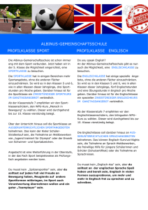 Flyer für die Profilklassen Sport und Englisch