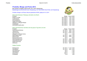 Produkte, Menge und Preise 2014