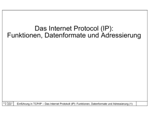 Das Internet Protocol (IP): Funktionen, Datenformate und Adressierung
