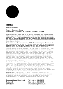 Medienmitteilung MEDEA - Schauspielhaus Zürich