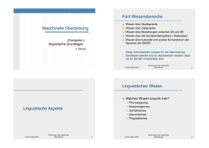Maschinelle Übersetzung Fünf Wissensbereiche