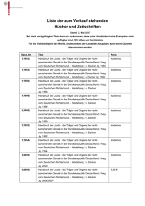 Liste der zum Verkauf stehenden Bücher und Zeitschriften