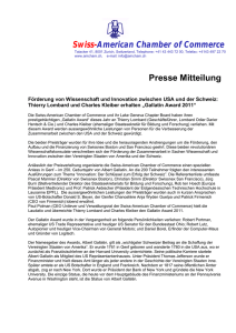 Swiss-American Chamber of Commerce Presse Mitteilung