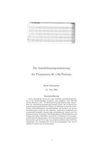 Die Assemblerprogrammierung der Prozessoren 80 ×86/Pentium