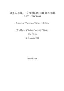 Ising Modell I - Institut für Theoretische Physik