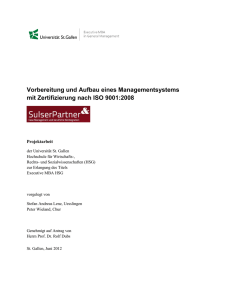 Vorbereitung und Aufbau eines Managementsystems mit