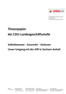 Thesenpapier der CDU-Landesgeschäftsstelle "Selbstbewusst