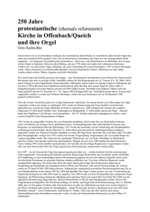 250 Jahre Kirche in Offenbach/Queich und ihre Orgel