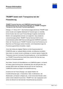 Presse-Information TRUMPF bietet mehr Transparenz bei der