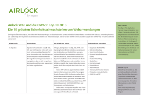 Airlock WAF und die OWASP Top 10 2013 Die 10 grössten
