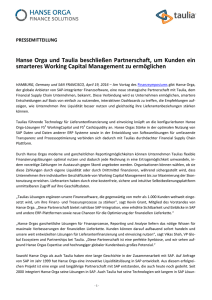 Hanse Orga und Taulia beschließen Partnerschaft, um Kunden ein