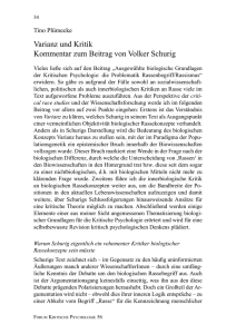 Varianz und Kritik Kommentar zum Beitrag von Volker Schurig