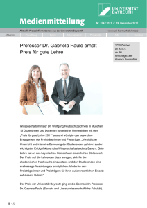 Professor Dr. Gabriela Paule erhält Preis für gute Lehre