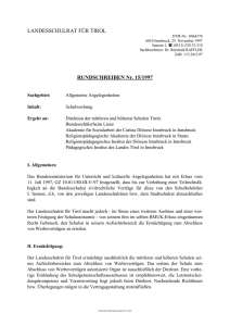 LANDESSCHULRAT FÜR TIROL RUNDSCHREIBEN Nr. 15/1997