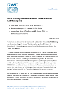 RWE Stiftung fördert den ersten Internationalen