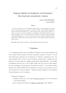 Kognate Objekte im Englischen und Deutschen: Eine kontrastiv