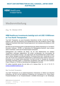 HBM Healthcare Investments beteiligt sich mit USD 10 Millionen an