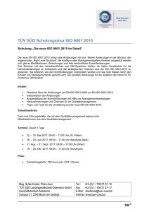 TÜV SÜD Schulungstour ISO 9001:2015