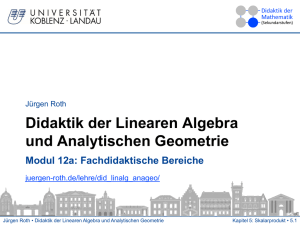 Inhalte Didaktik der Linearen Algebra und Analytischen Geometrie