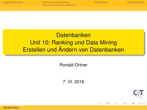 Datenbanken Unit 10: Ranking und Data Mining Erstellen und