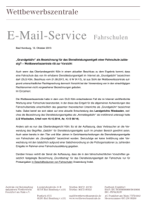 E-Mail-Informationsdienst Fahrschulen der Wettbewerbszentrale