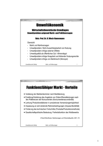 Umweltökonomik Funktionsfähiger Markt - Vorteile