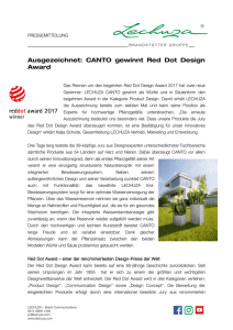 Ausgezeichnet: CANTO gewinnt Red Dot Design Award