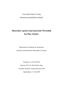 Materiales Apriori und materiale Wertethik bei Max Scheler