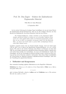 Prof. Dr. Don Zagier – Schätze der Zahlentheorie Ergänzendes
