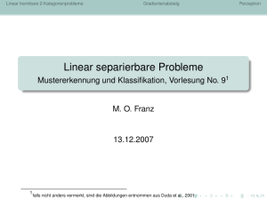 Linear separierbare Probleme - Mustererkennung und Klassifikation
