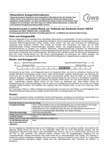 Wesentliche Anlegerinformationen Deutsche Invest I LowVol World