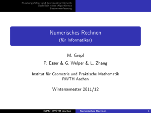 Numerisches Rechnen - (IGPM) | RWTH Aachen