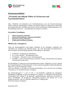 Zusatzmerkblatt - Gärtnerei/Gartenbau