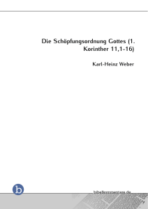 Die Schöpfungsordnung Gottes (1. Korinther 11,1-16)