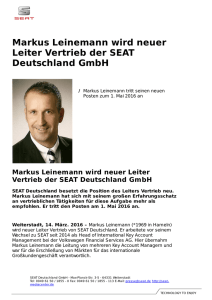 Markus Leinemann wird neuer Leiter Vertrieb der SEAT