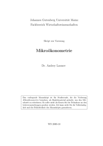 Mikroökonometrie - Johannes Gutenberg