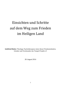 Einsichten und Schritte auf dem Weg zum Frieden im Heiligen Land