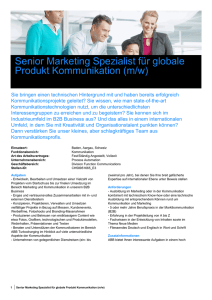 Senior Marketing Spezialist für globale Produkt Kommunikation (m/w)