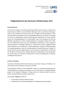 Tätigkeitsbericht des Klinischen Ethikkomitees 2014
