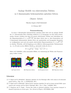 Analoge Modelle von relativistischen Teilchen in 2–dimensionalen