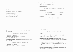 Arithmetik • Grundlegende Tatsachen über den Ring Z • Euklidischer