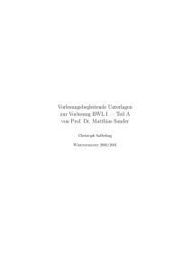 Vorlesungsbegleitende Unterlagen zur Vorlesung BWL I