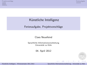 Künstliche Intelligenz Ferienaufgabe, Projektvorschläge