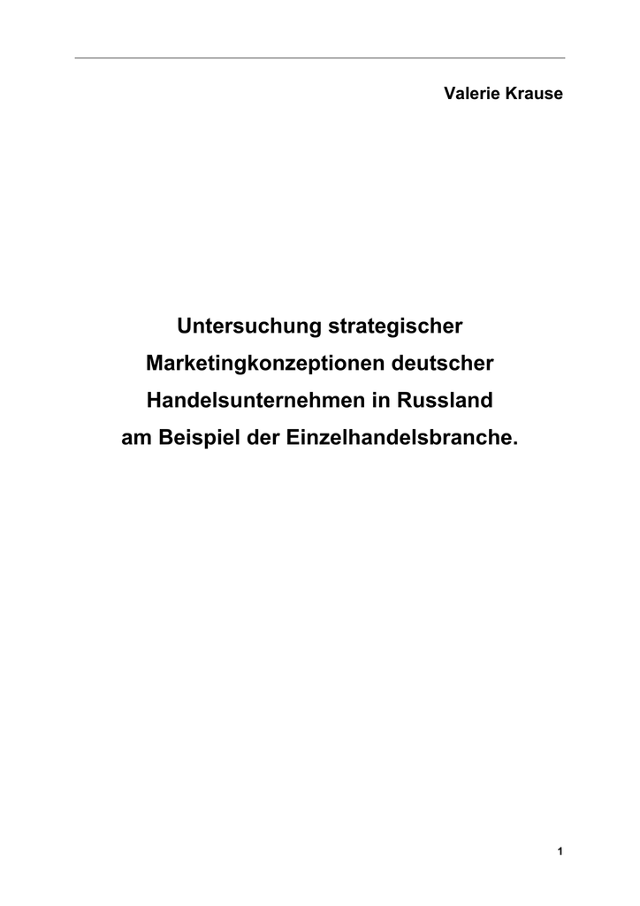 Untersuchungen Strategischer Marketingkonzeptionen Deutscher - 