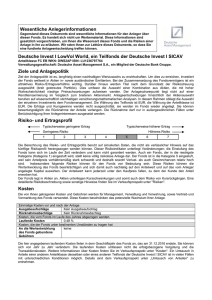 Wesentliche Anlegerinformationen Deutsche Invest I LowVol World