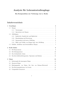 Analysis für Lehramtsstudiengänge