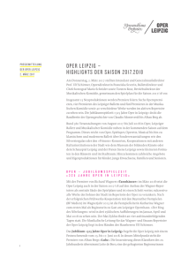Pressemitteilung: Oper Leipzig - Highlights der Saison 2017/2018