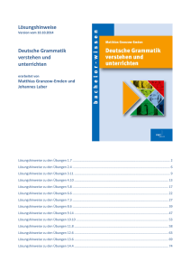 Lösungshinweise Deutsche Grammatik verstehen und unterrichten