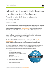 IMC erhält als E-Learning Content Anbieter erneut internationale