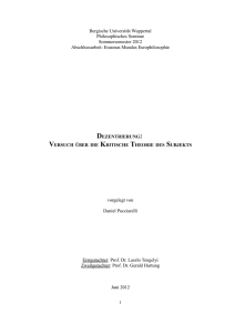 Bergische Universität Wuppertal Philosophisches Seminar